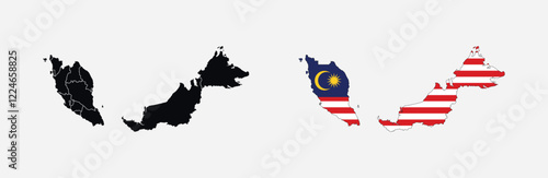 
Malaysia Map vector icon. Map of Malaysia in Flag colors.
