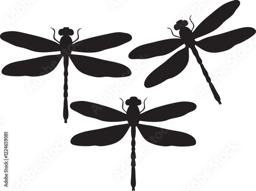 Dragonfly vector silhouette illustration black design white background
