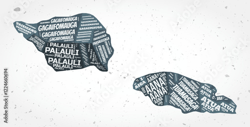 Samoa regions word clouds. Country shape on textured background. Samoa design in typographic style. Elegant vector illustration.