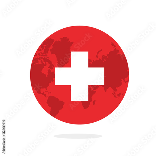 Red medical cross icon design vector flat. Red cross hospital medical vector signsymbol. photo