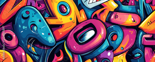 Vibrant abstract vector artwork featuring colorful geometric shapes.
