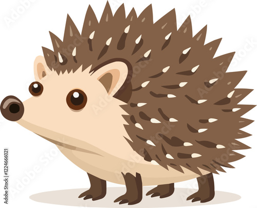 Cute hedgehog vector design with brown spiky fur.