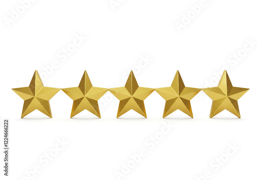 5 gold star for review isolated 