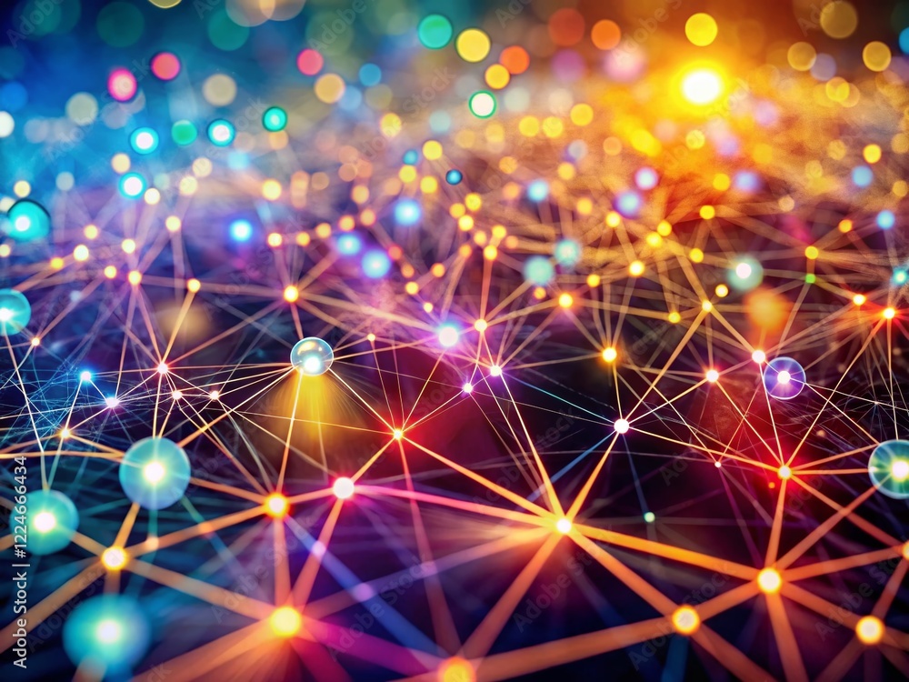 Obraz premium Global Network Connection: Bokeh Abstract Background