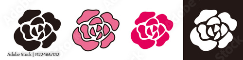 バラの花のアイコン。愛の告白やプレゼントに関するイラスト素材。