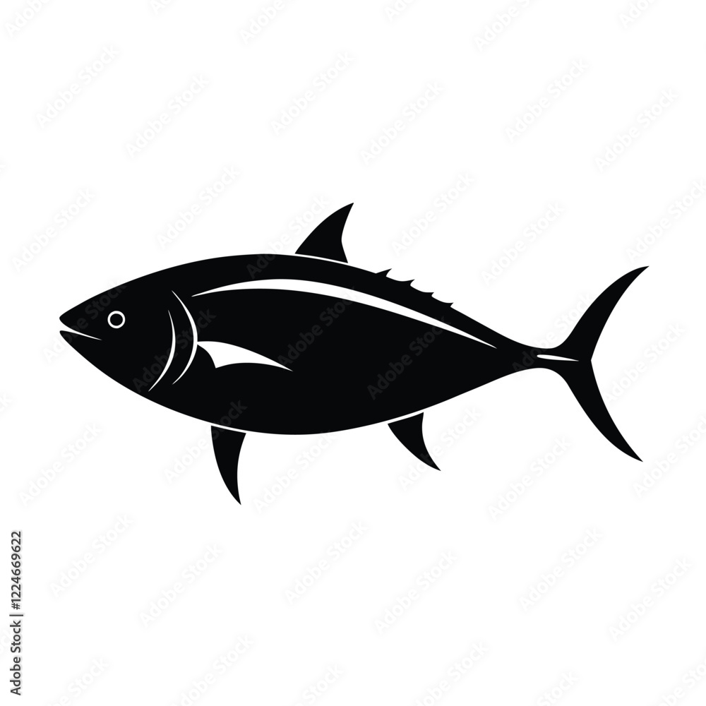 Fototapeta premium silhouette tuna fish illustration 