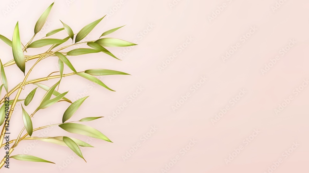Fototapeta premium Elegant Bamboo Branches on Pink Background, Spa Serenity