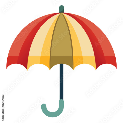 An umbrella icon with a curved handle and an open canopy.