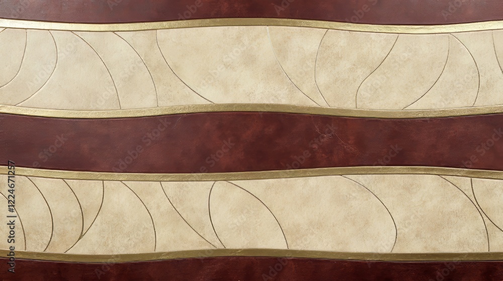 Obraz premium Elegant Beige And Burgundy Wave Pattern Design