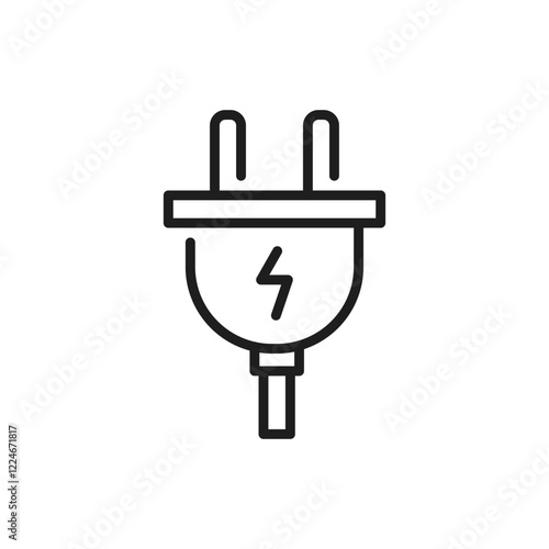 This is a minimalist outline icon that depicts a twopin electrical plug. It symbolizes electrical connectivity, which is essential in the fields of renovation and construction projects