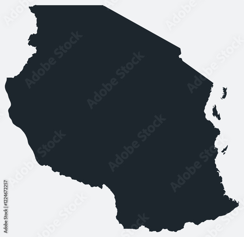 Tanzania map. Just a simple border map. Shape of the country. Flat blank Tanzania outline. Vector boundary illustration.