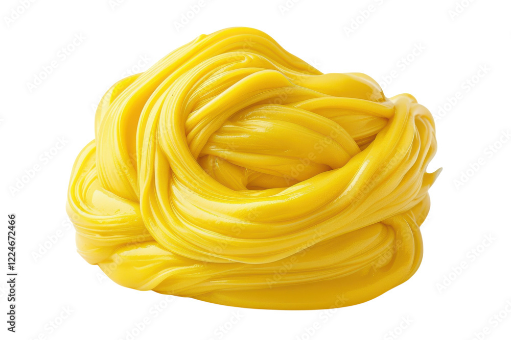 A vibrant swirl of soft, creamy yellow slime captures the essence of playful creativity during a sunny afternoon of crafting isolated on transparent background A vibrant swirl of soft, creamy yellow slime captures the essence of playful creativity during a sunny afternoon of crafting isolated on transparent background