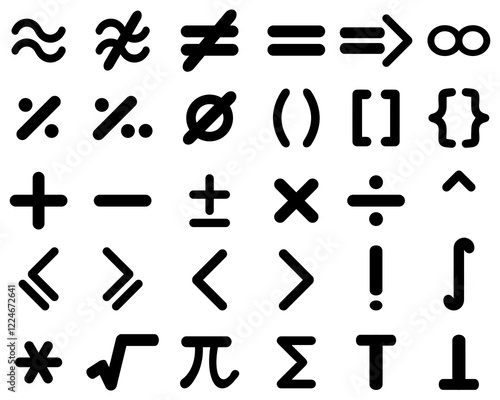 Set of different maths symbols on a white background	