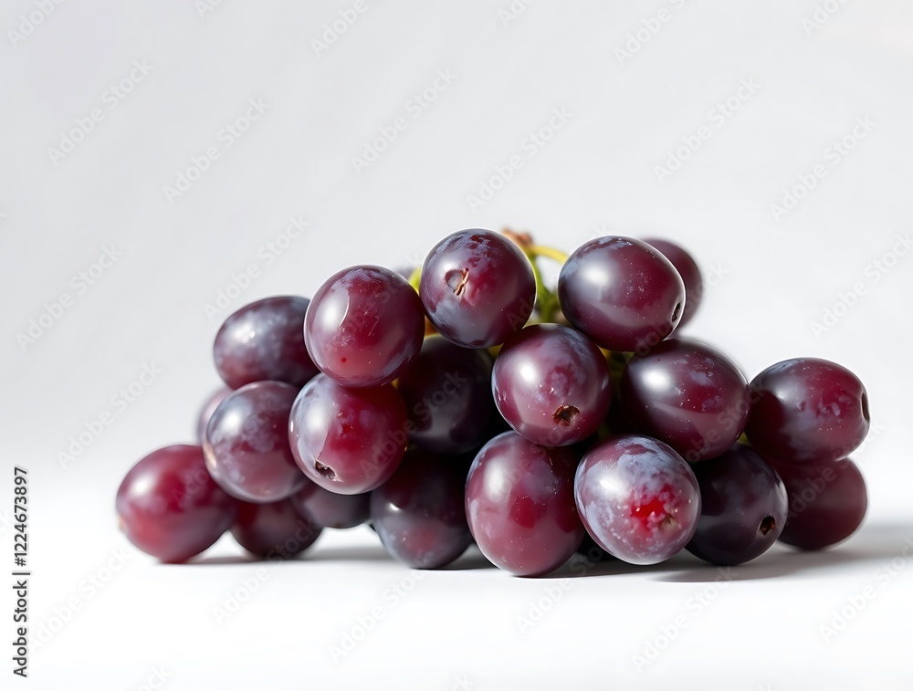 A bunch of fresh red grapes on a white background. Perfect for food and health themes. Generative ai







