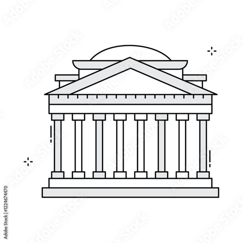 Pantheon Iconic Classical Architecture Vector Icon Design