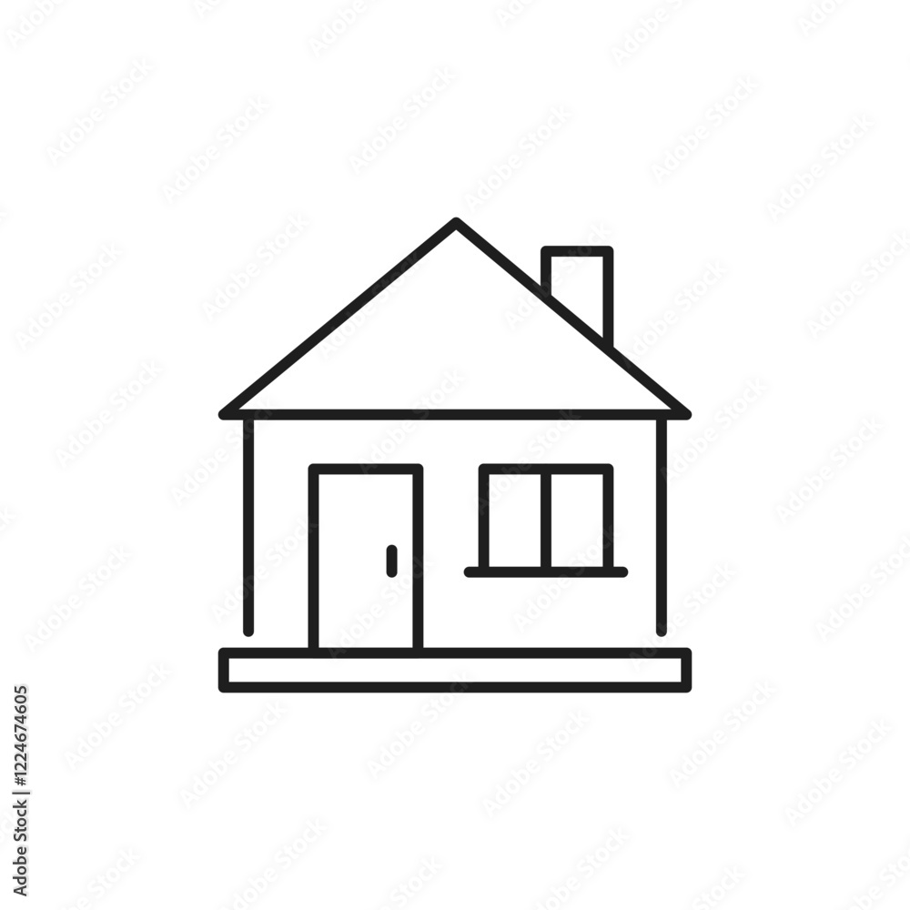 This is a minimalist line drawing that illustrates a house, which serves as an excellent representation of the construction and renovation industry, showcasing simplicity in design and structure This is a minimalist line drawing that illustrates a house, which serves as an excellent representation of the construction and renovation industry, showcasing simplicity in design and structure