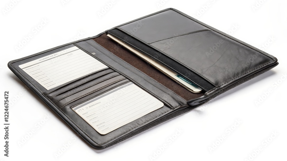 Gray Leather Portfolio Open Gray Leather Portfolio Open