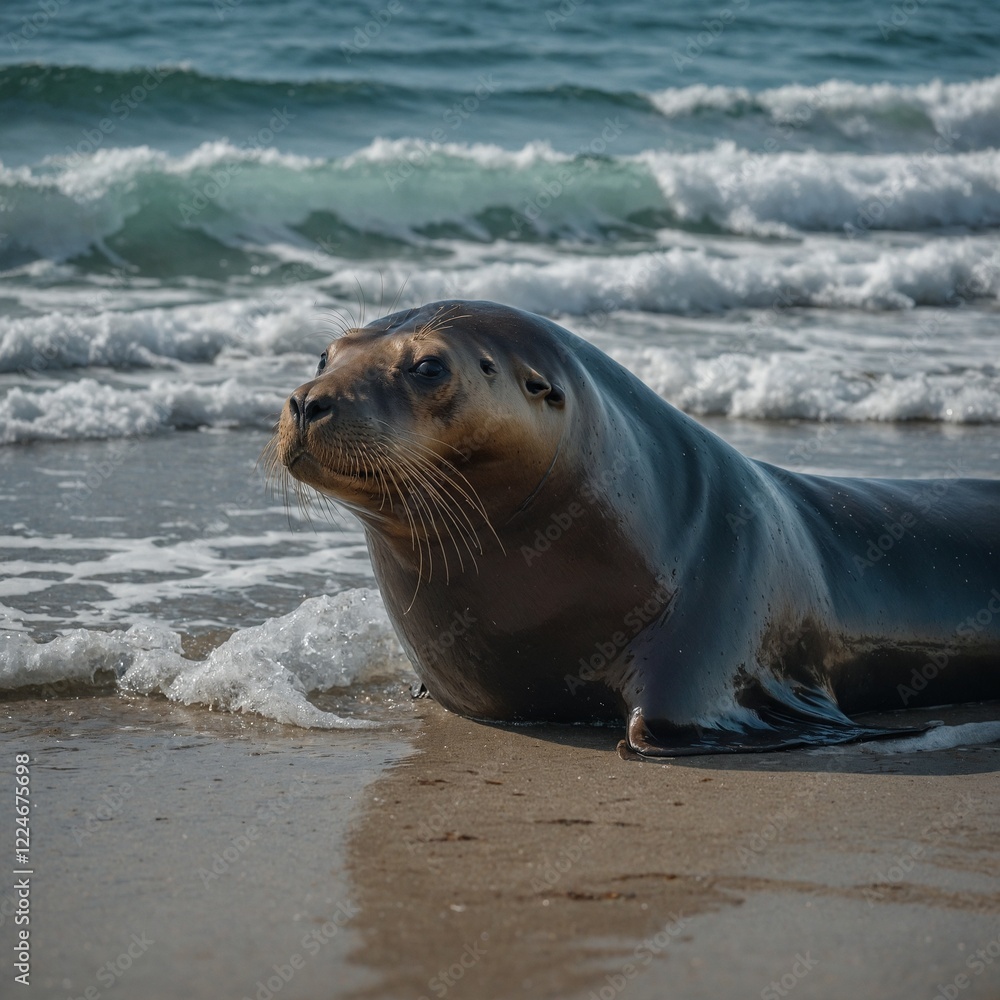 Obraz premium Sea lion for a serene beachscape scene.