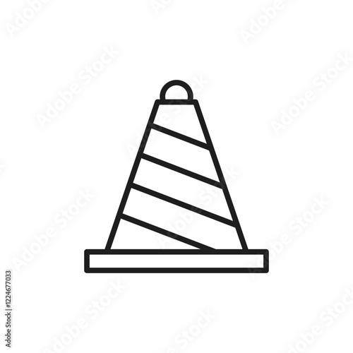 An outline icon illustrating a construction cone, which is frequently employed in traffic management and renovation projects to indicate caution and ensure safety on the roads and work sites