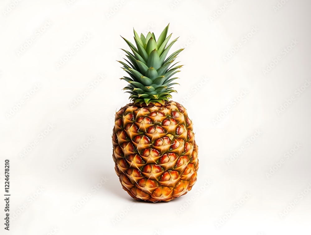 A high-resolution image of a ripe pineapple with a vibrant orange-yellow exterior and fresh green leaves, generative ai A high-resolution image of a ripe pineapple with a vibrant orange-yellow exterior and fresh green leaves, generative ai