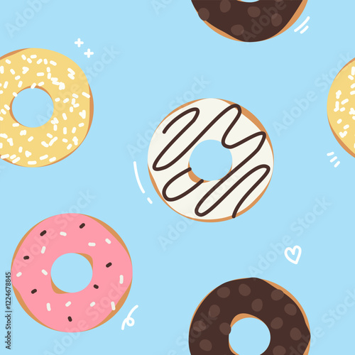 colorful yummy donut seamless pattern 