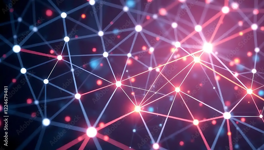 Abstract Network Glowing Nodes Connected Lines Abstract Network Glowing Nodes Connected Lines