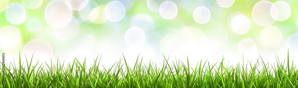 Fototapeta premium Sunny summer day featuring fresh green grass in a park