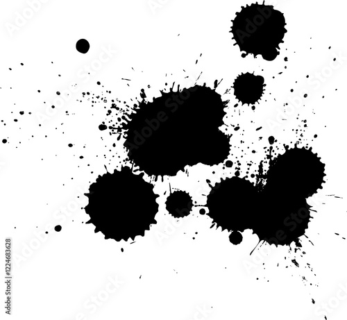 black ink brush dropped splatter splash grunge graphic element artistic