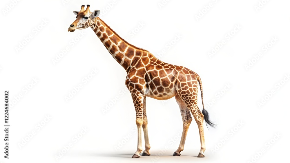 Fototapeta premium Giraffe on White Background