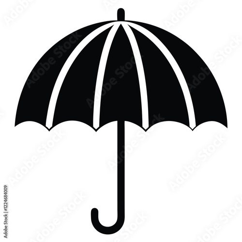 An umbrella icon with a curved handle and an open canopy.