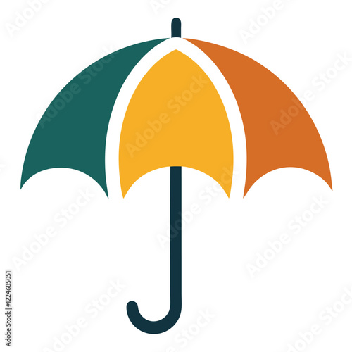 An umbrella icon with a curved handle and an open canopy.