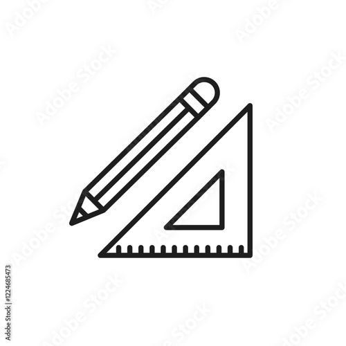 This appealing design prominently features a pencil and triangle ruler, making it perfect for construction, architecture, and renovation projects, showcasing a blend of style and practicality