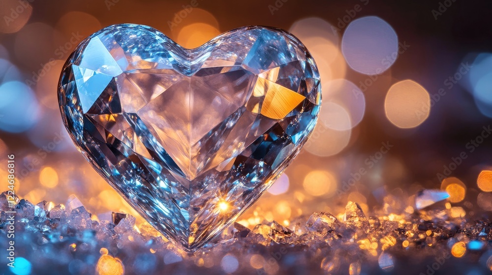 Heart-shaped gemstone on shiny background. Selective focus. Heart-shaped gemstone on shiny background. Selective focus.