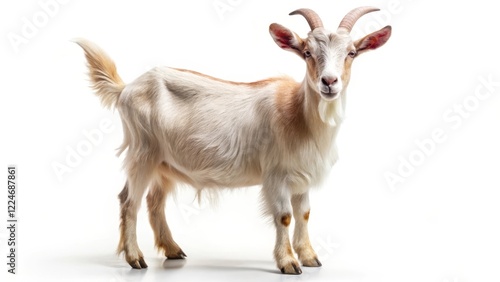 Domestic Goat on White Background