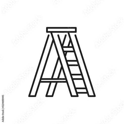 This outline icon of a stepladder is perfect for representing construction projects, home improvement tasks, and DIY themes, showcasing its practicality and usability in various settings