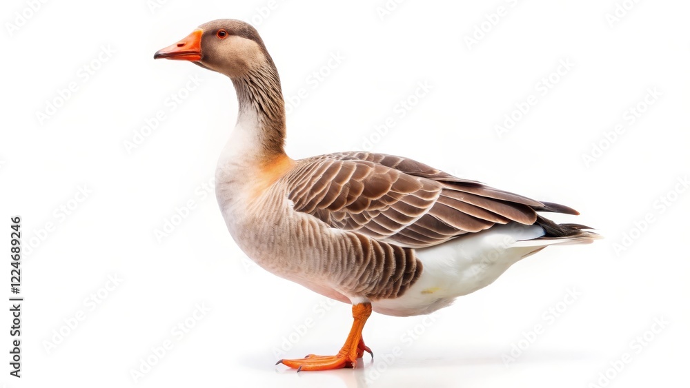 Domestic Goose on White Background Domestic Goose on White Background