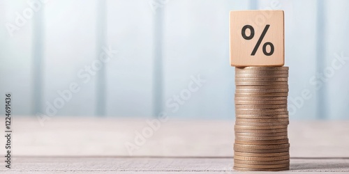 Stacked Coins with Percentage Block on Top