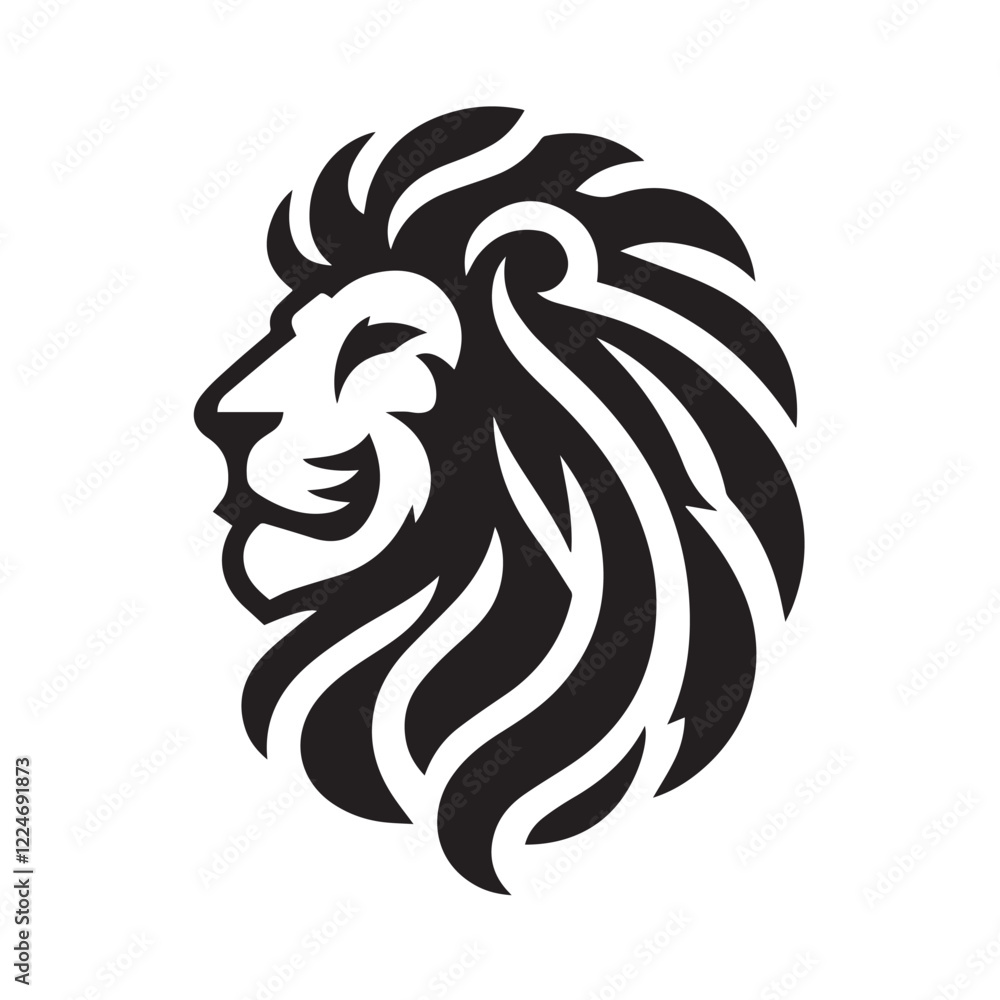 Fototapeta premium Powerful Lion Head Silhouette Design