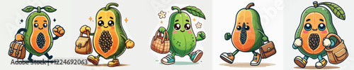 papaya fruit vector has cute hands and feet