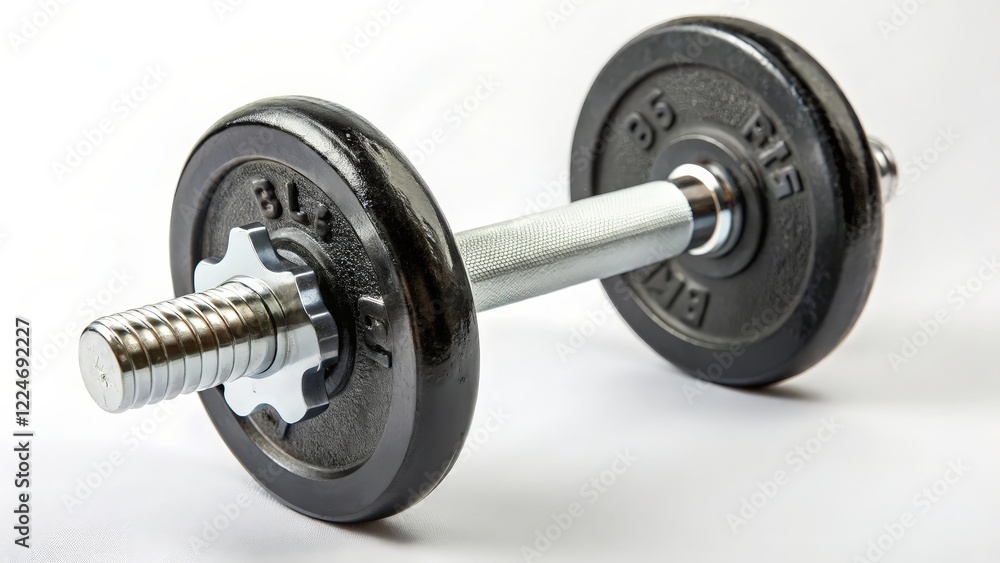 Naklejka premium Black Dumbbell on White Background