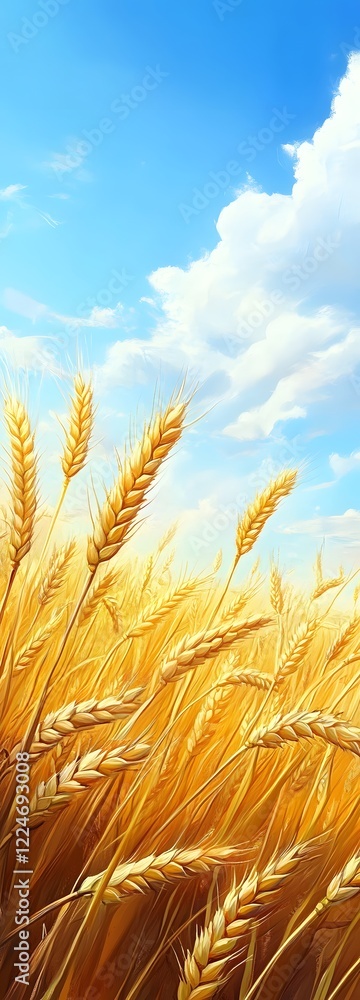 A podium surrounded by tall, golden wheat fields swaying in the breeze, with a bright blue sky overhead A podium surrounded by tall, golden wheat fields swaying in the breeze, with a bright blue sky overhead