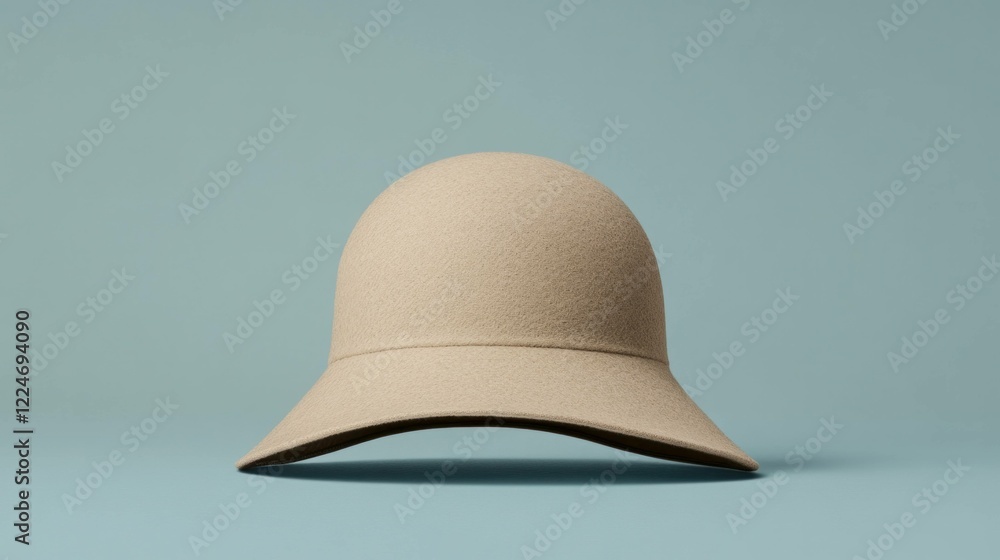 Stylish beige sun hat against a soft blue background, perfect for summer fashion and outdoor activities, evoking feelings of relaxation and adventure Stylish beige sun hat against a soft blue background, perfect for summer fashion and outdoor activities, evoking feelings of relaxation and adventure