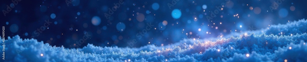 Naklejka premium Sparkling starry night sky with glittering ice and snowflakes, night, sparkly, magical
