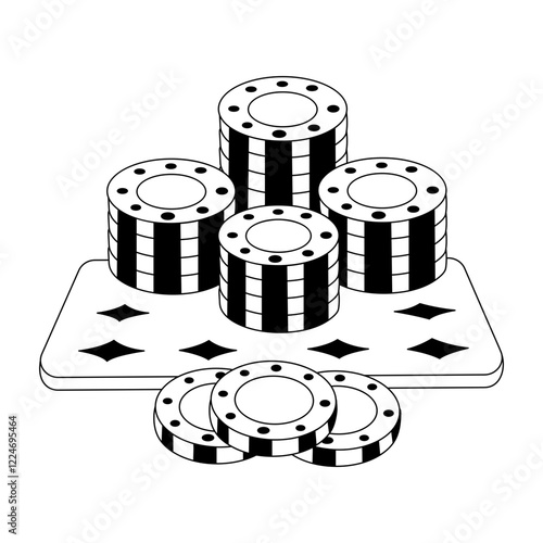 Poker chips illustration in drawing style 

