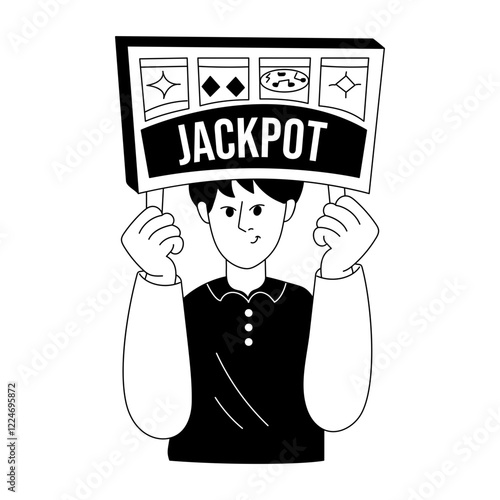 Jackpot winner illustration in glyph style 

