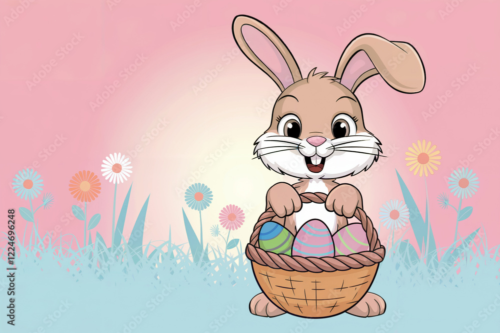 simple Easter greeting card with rabbit and eggs simple Easter greeting card with rabbit and eggs