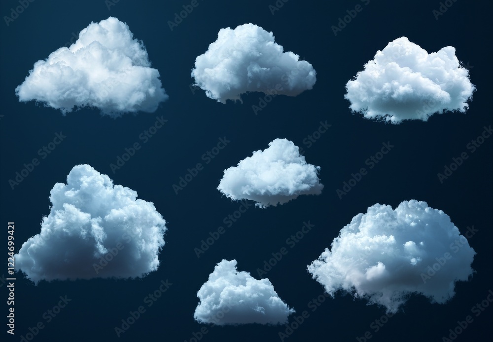 Clouds rendered realistically in a blue, cloudy sky weather elements modern picture set Clouds rendered realistically in a blue, cloudy sky weather elements modern picture set