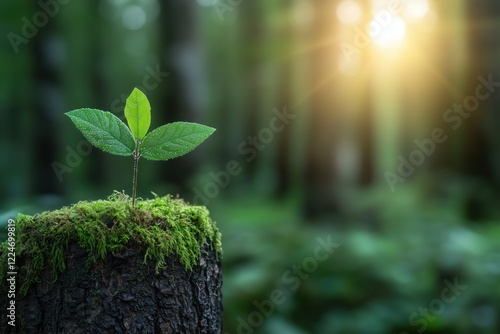 Junges Pflänzchen mit Tau im Wald

 photo