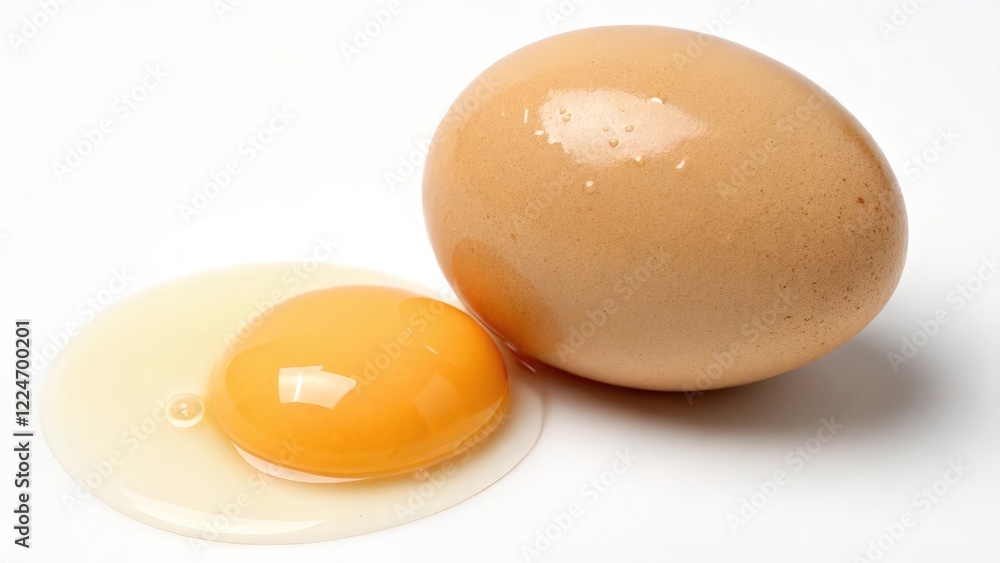 Brown Egg and Broken Egg Yolk Brown Egg and Broken Egg Yolk