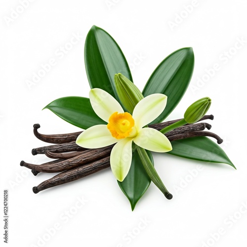 vanilla flower  isolated on white background